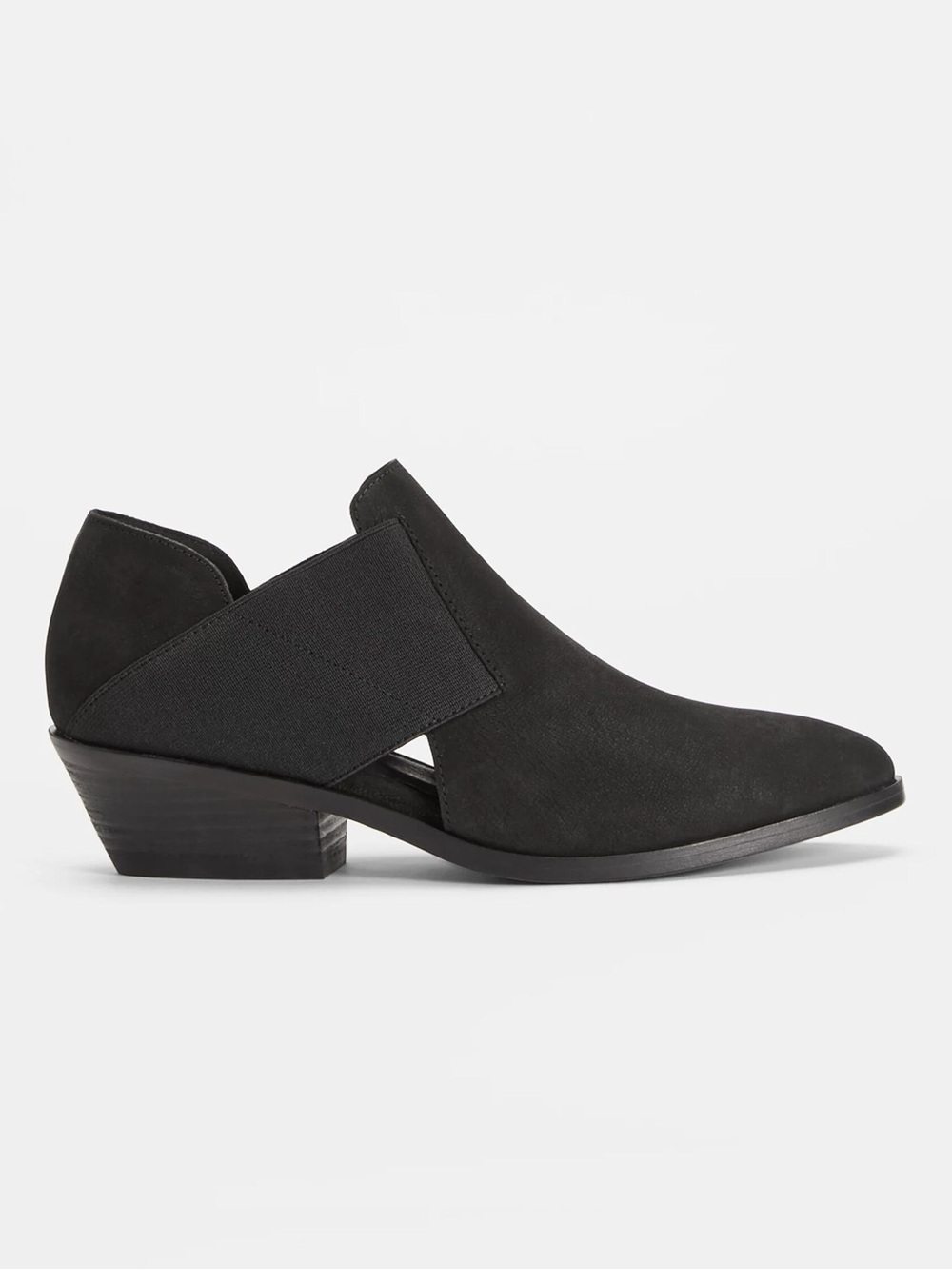 Eileen Fisher Perry Tumbled Nubuck Leather Bootie Shoes Size 7 Black